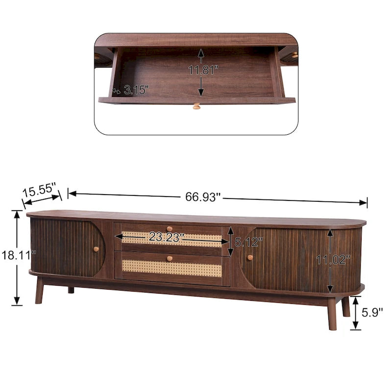 Meuble TV en rotin moderne