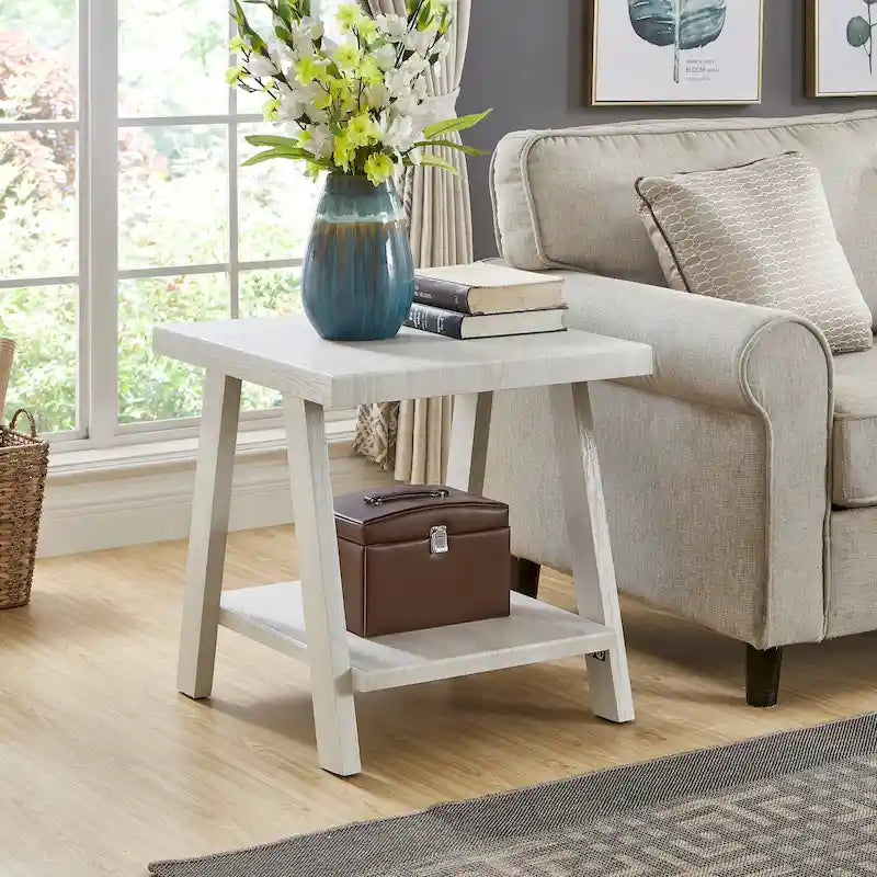 Table d'appoint contemporaine en placage de bois dur avec étagère inférieure