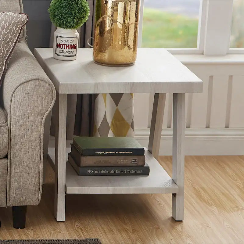 Table d'appoint contemporaine en placage de bois dur avec étagère inférieure