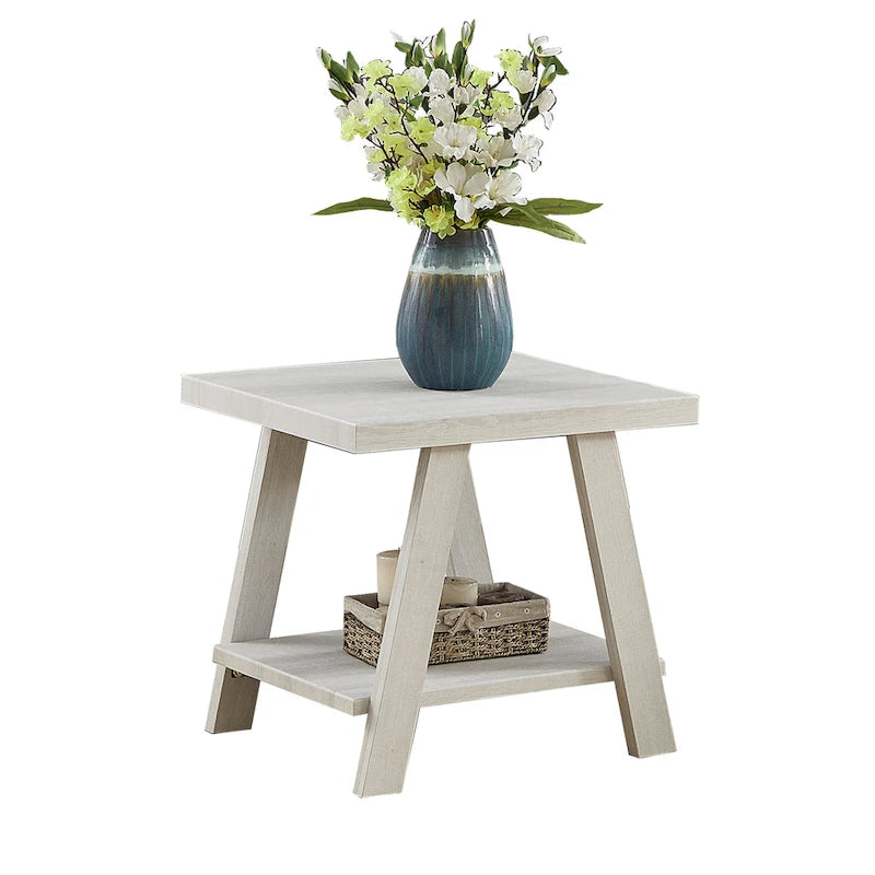 Table d'appoint contemporaine en placage de bois dur avec étagère inférieure