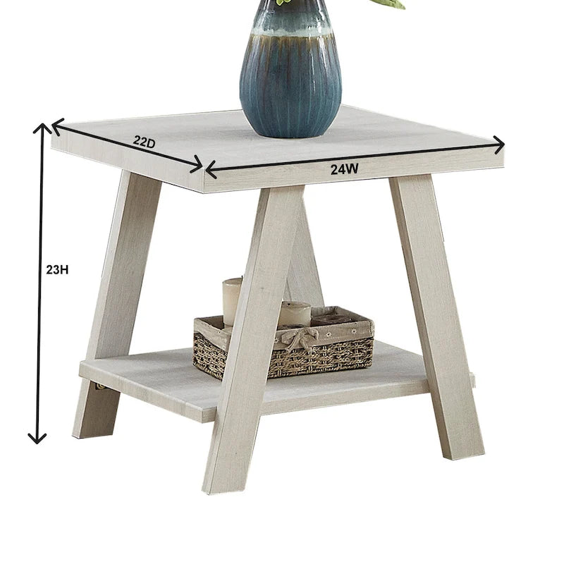 Table d'appoint contemporaine en placage de bois dur avec étagère inférieure
