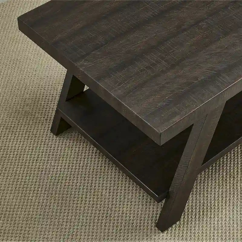 Table d'appoint contemporaine en placage de bois dur avec étagère inférieure