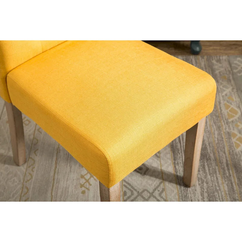 Chaises de salle à manger en velours capitonné avec pieds en bois massif, lot de 2