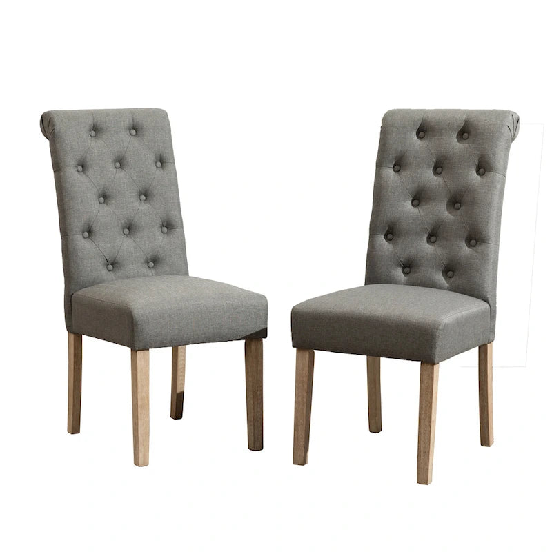 Chaises de salle à manger en velours capitonné avec pieds en bois massif, lot de 2