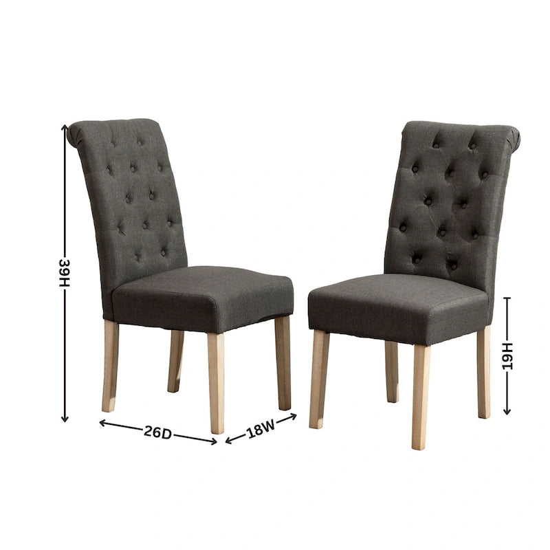 Chaises de salle à manger en velours capitonné avec pieds en bois massif, lot de 2