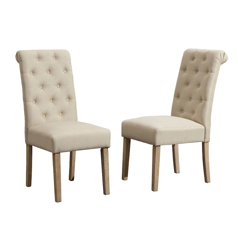 Chaises de salle à manger en velours capitonné avec pieds en bois massif, lot de 2