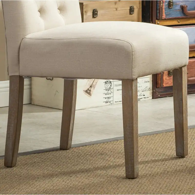 Chaises de salle à manger en velours capitonné avec pieds en bois massif, lot de 2