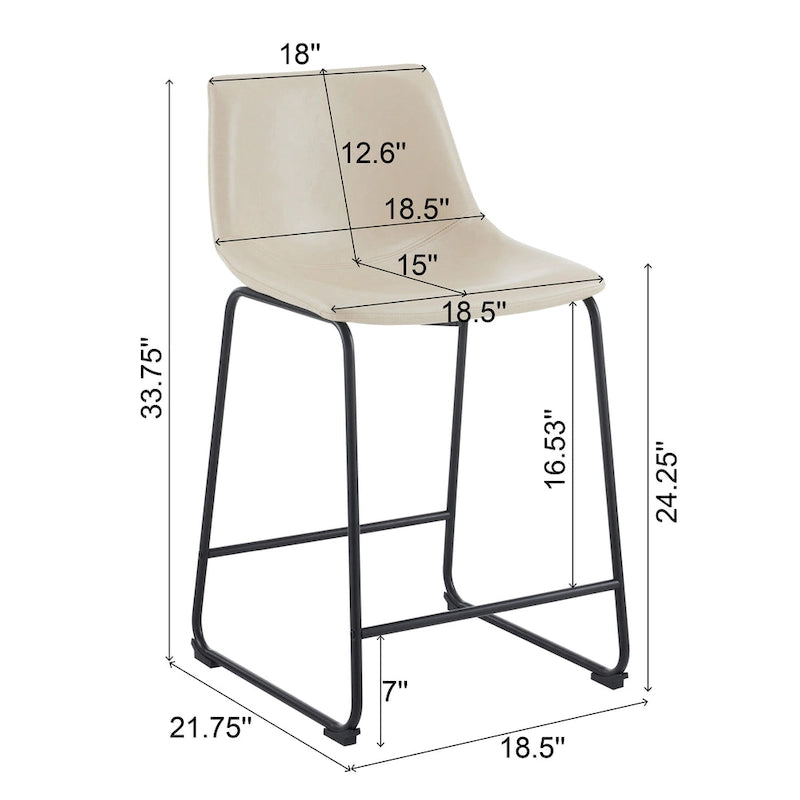Tabourets de bar vintage en similicuir avec pieds et repose-pieds en métal, lot de 2