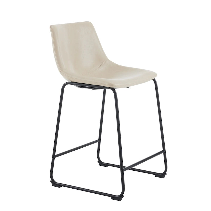 Tabourets de bar vintage en similicuir avec pieds et repose-pieds en métal, lot de 2