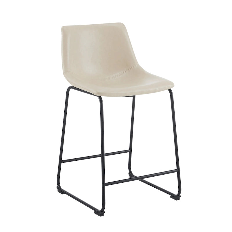Tabourets de bar vintage en similicuir avec pieds et repose-pieds en métal, lot de 2