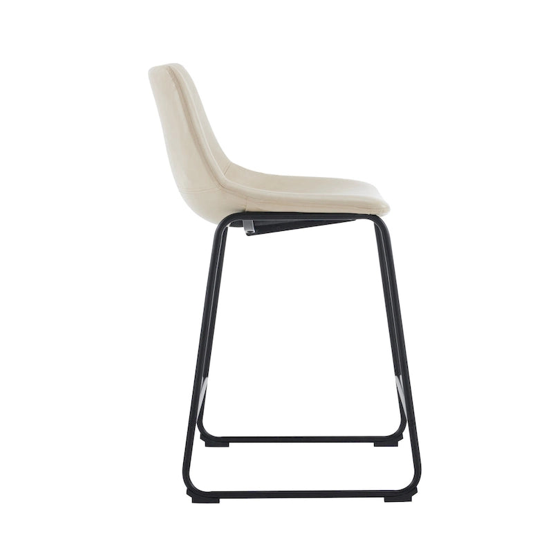 Tabourets de bar vintage en similicuir avec pieds et repose-pieds en métal, lot de 2