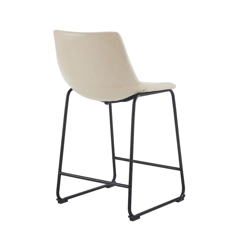 Tabourets de bar vintage en similicuir avec pieds et repose-pieds en métal, lot de 2