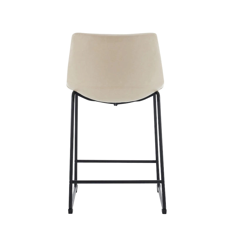 Tabourets de bar vintage en similicuir avec pieds et repose-pieds en métal, lot de 2