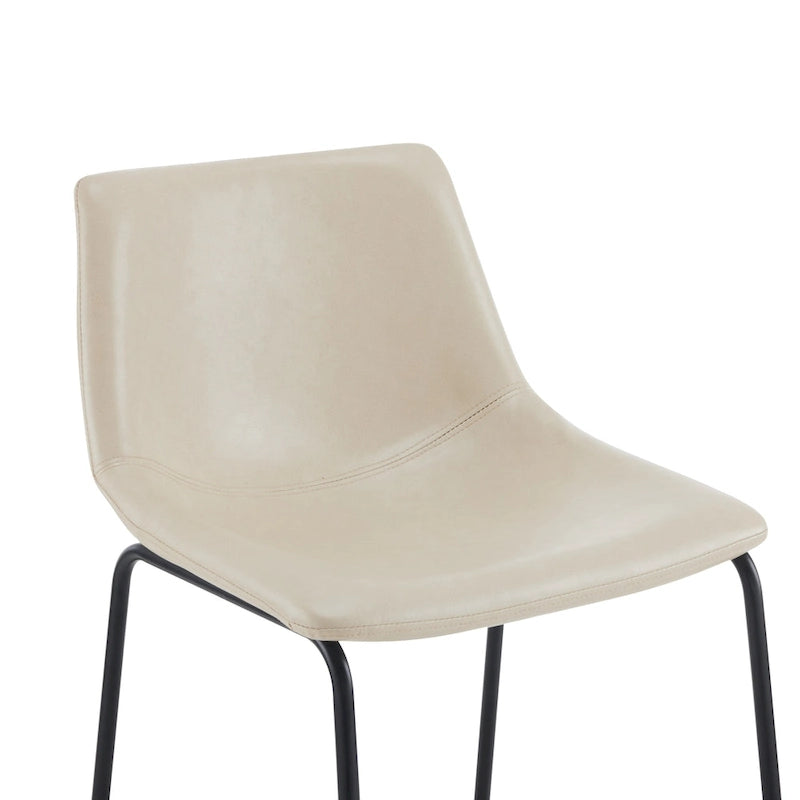 Tabourets de bar vintage en similicuir avec pieds et repose-pieds en métal, lot de 2