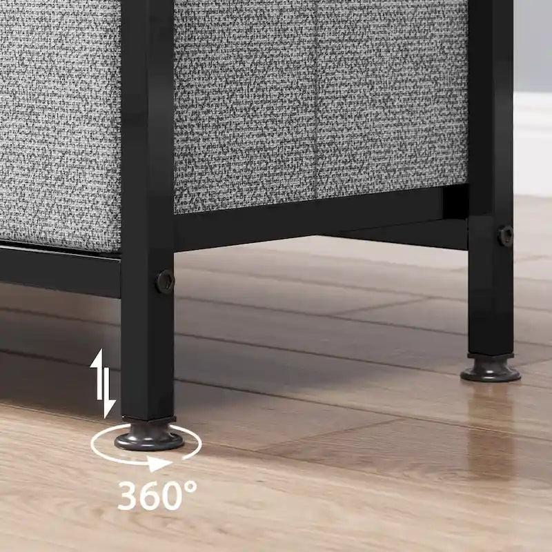 Meuble TV et commode avec 3 tiroirs en tissu et étagères ouvertes, 99 cm de large