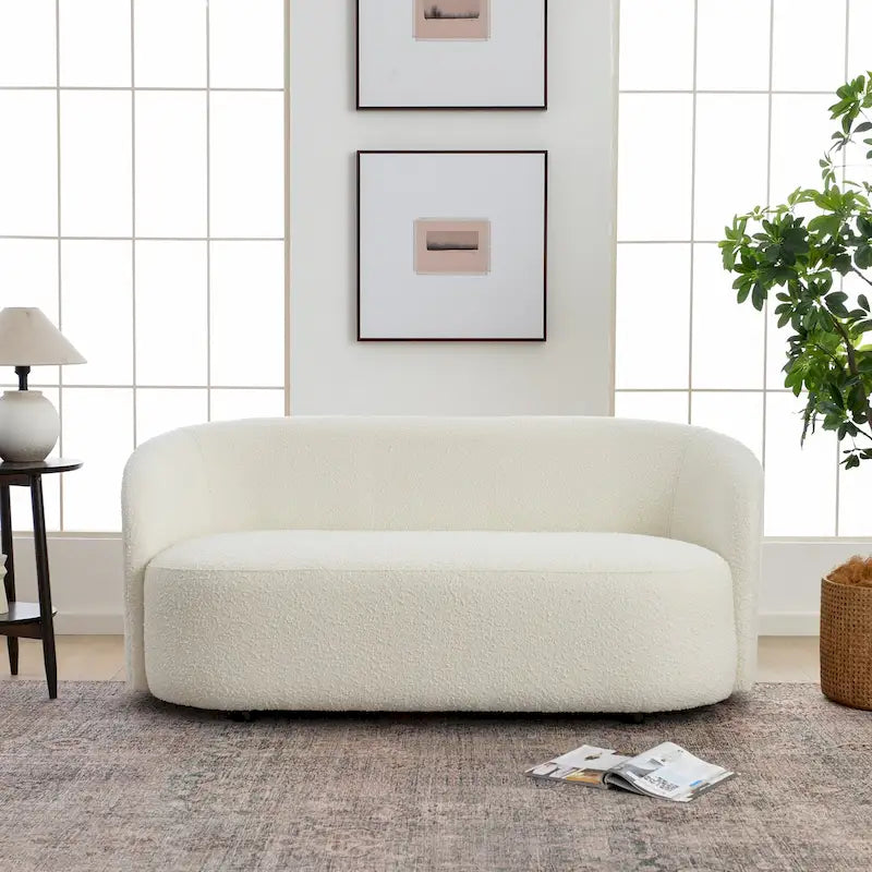 Causeuse rembourrée avec accoudoirs évasés et pieds réglables, 68"L