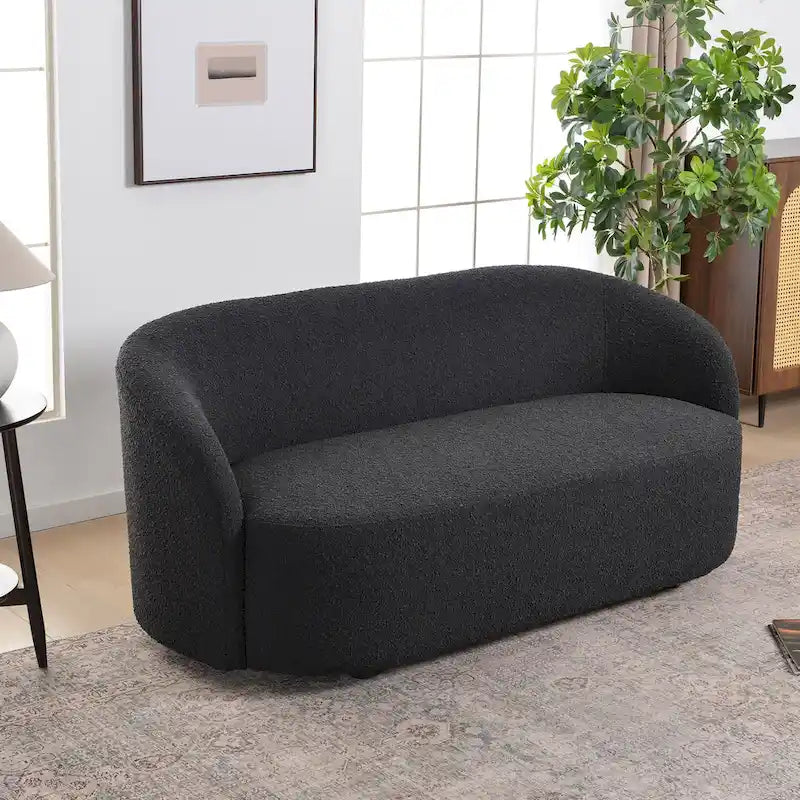 Causeuse rembourrée avec accoudoirs évasés et pieds réglables, 68"L