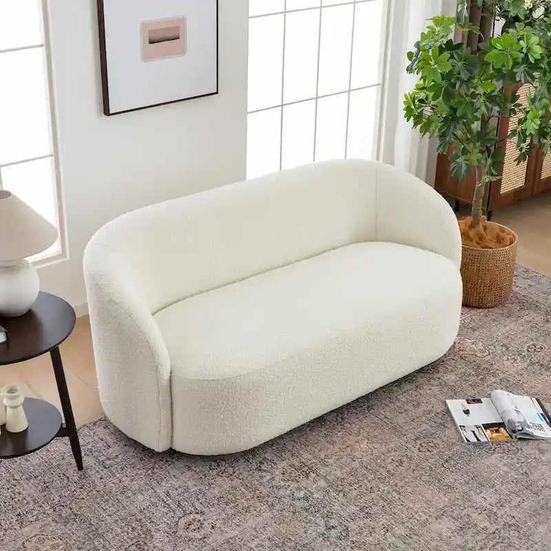 Causeuse rembourrée avec accoudoirs évasés et pieds réglables, 68"L