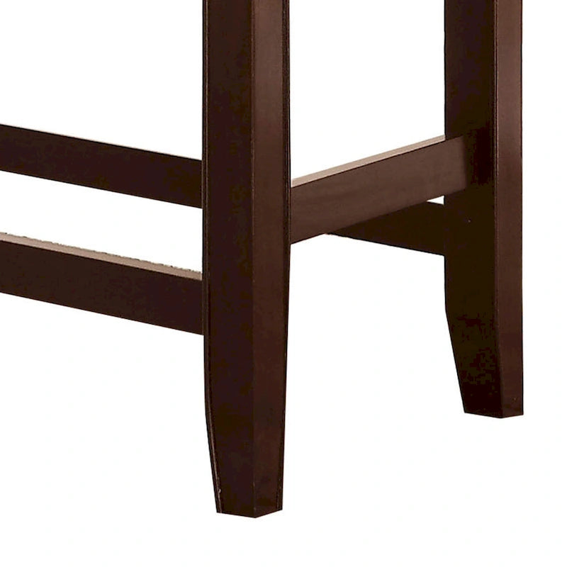 Banc en bois à hauteur de comptoir avec assise en similicuir, marron et noir