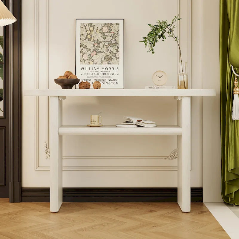 Console minimaliste avec bords arrondis et étagère inférieure