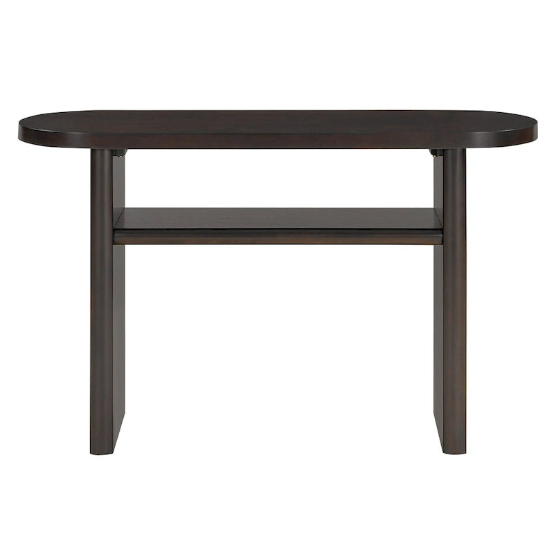 Console minimaliste avec bords arrondis et étagère inférieure
