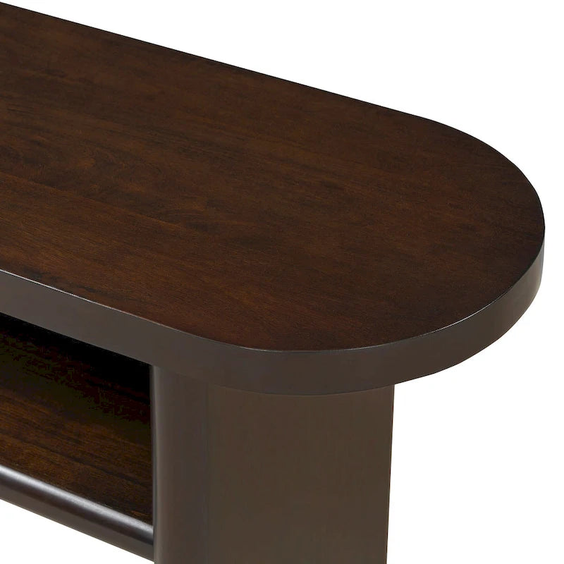 Console minimaliste avec bords arrondis et étagère inférieure