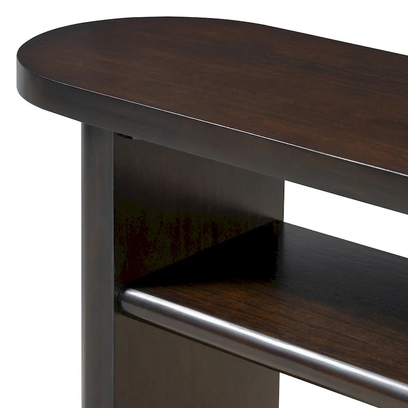 Console minimaliste avec bords arrondis et étagère inférieure