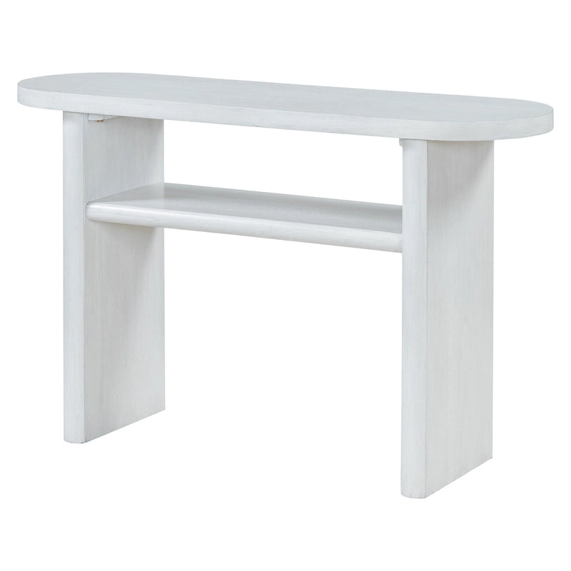 Console minimaliste avec bords arrondis et étagère inférieure