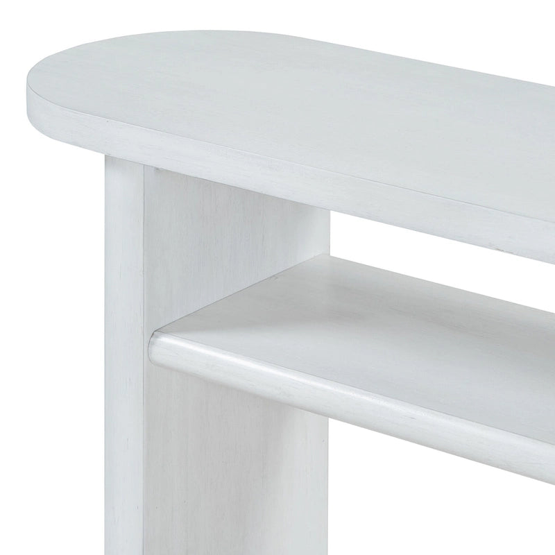 Console minimaliste avec bords arrondis et étagère inférieure