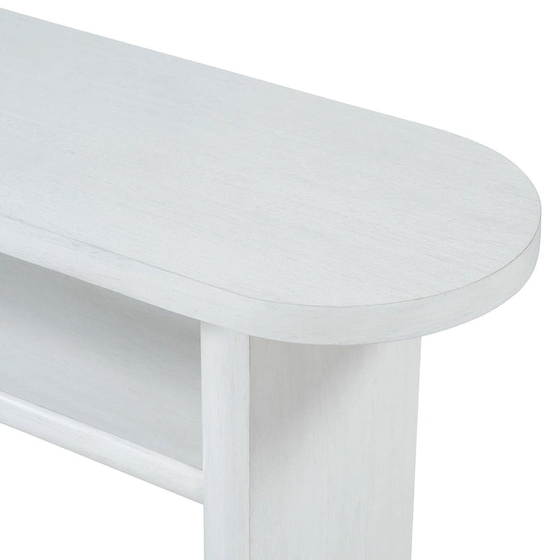 Console minimaliste avec bords arrondis et étagère inférieure