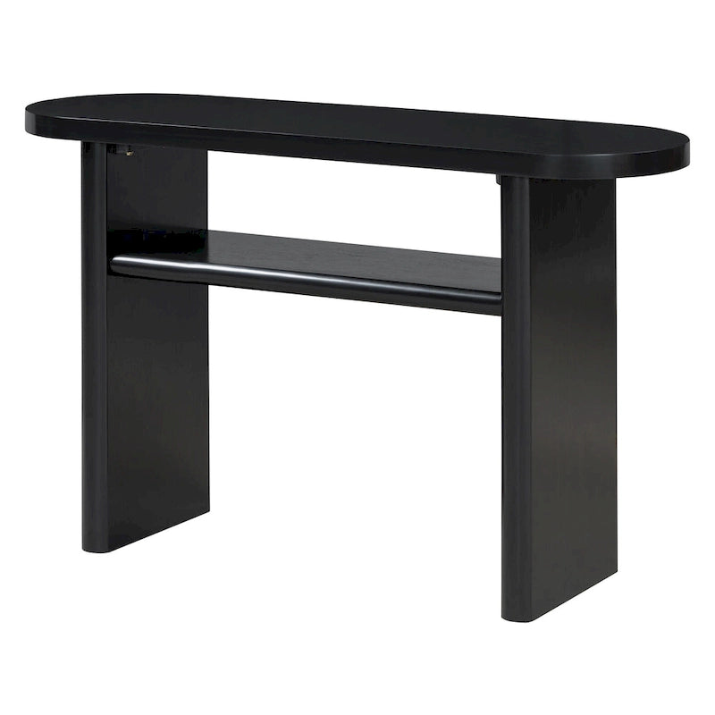 Console minimaliste avec bords arrondis et étagère inférieure