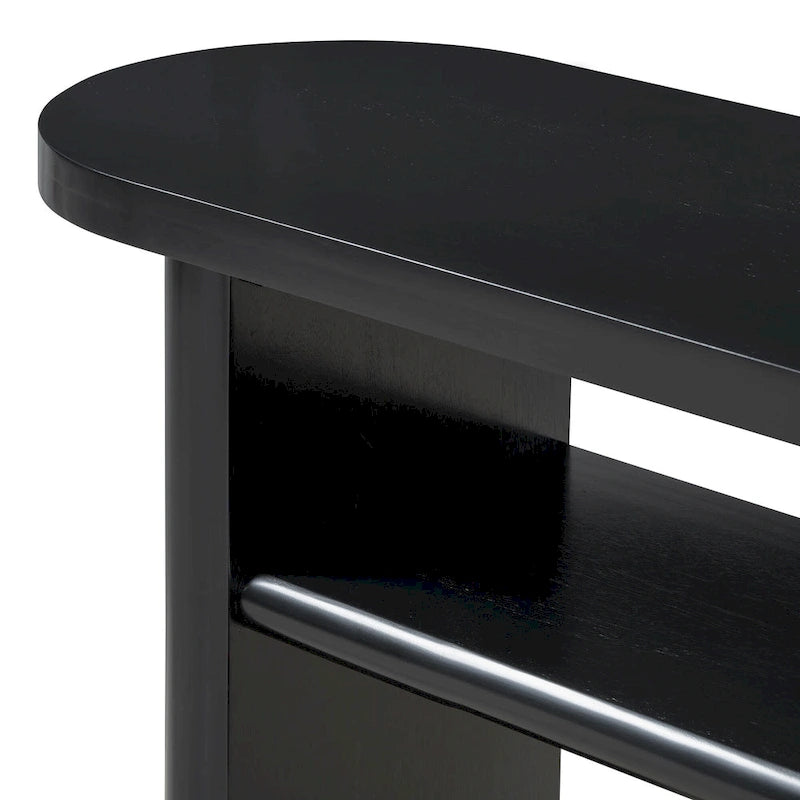 Console minimaliste avec bords arrondis et étagère inférieure