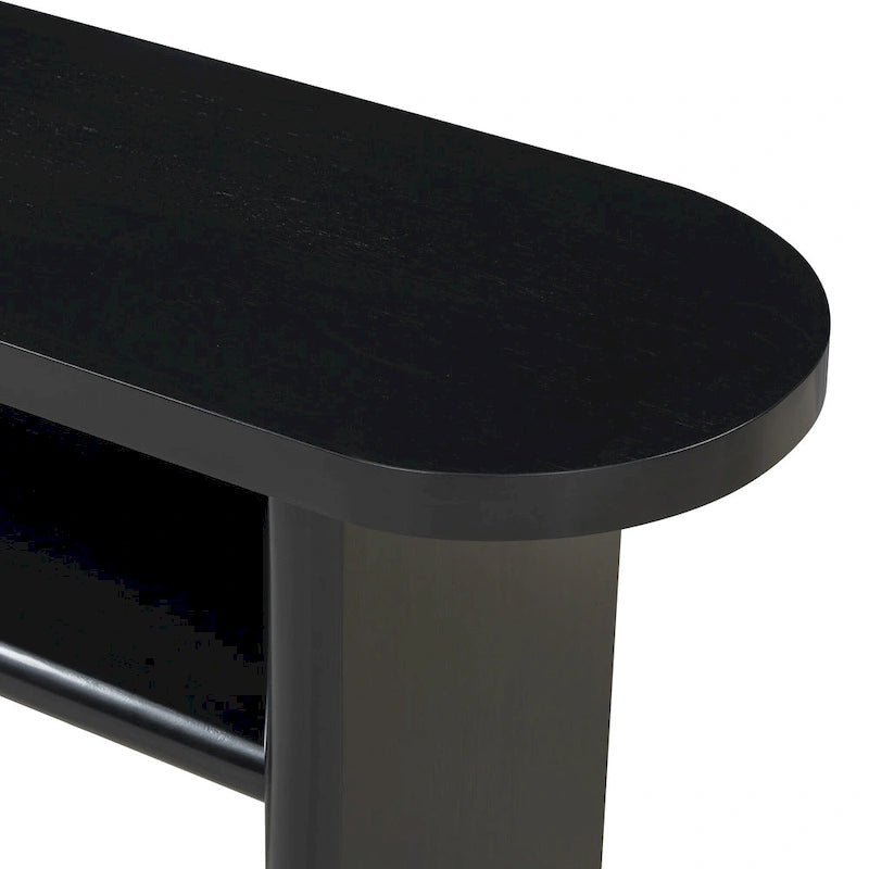Console minimaliste avec bords arrondis et étagère inférieure