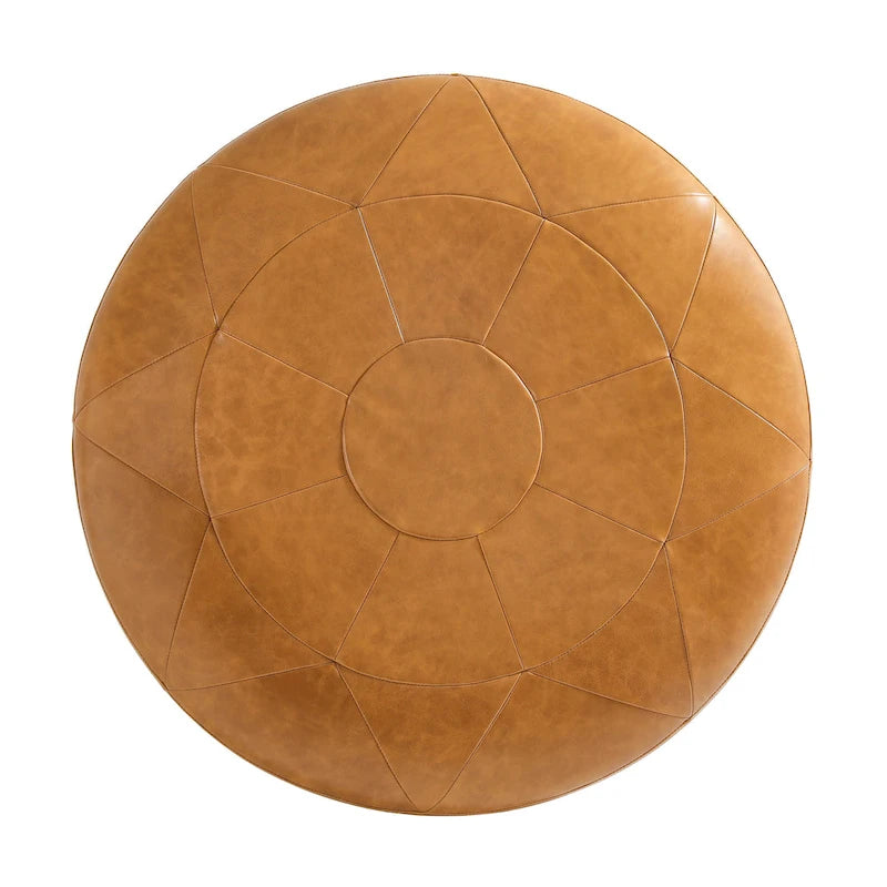 Ottoman en cuir italien pleine fleur, lot de 2