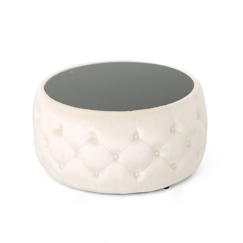 Table basse avec plateau en verre trempé