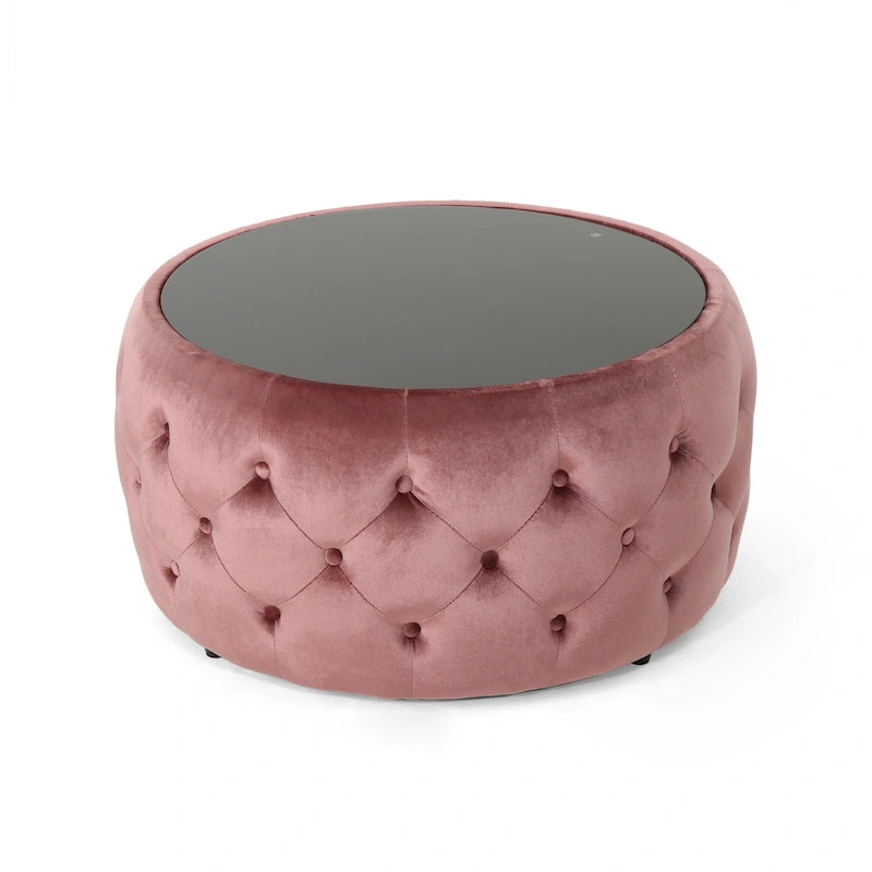 Table basse avec plateau en verre trempé