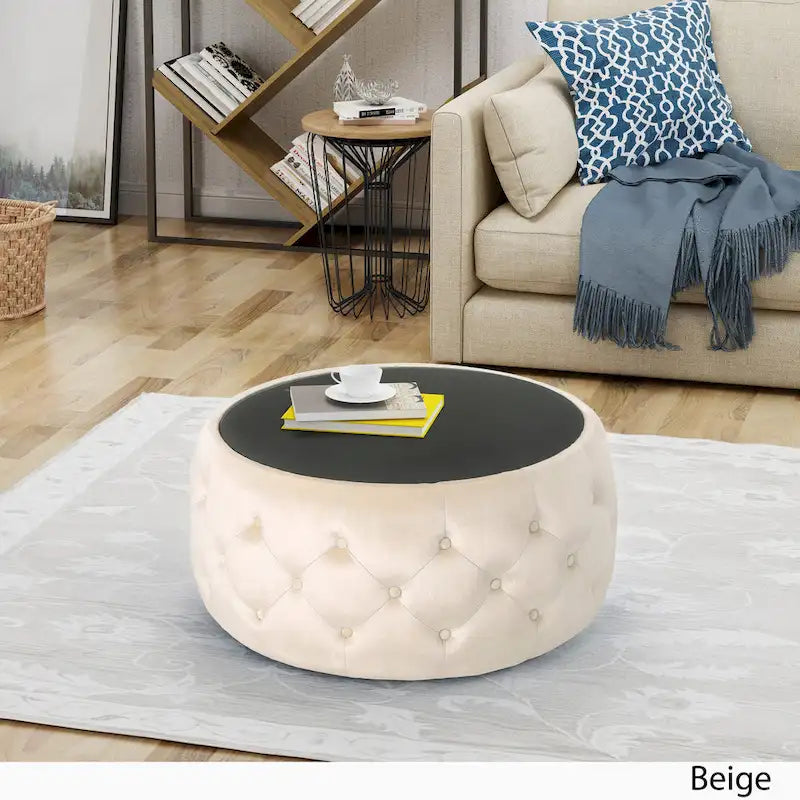 Table basse avec plateau en verre trempé