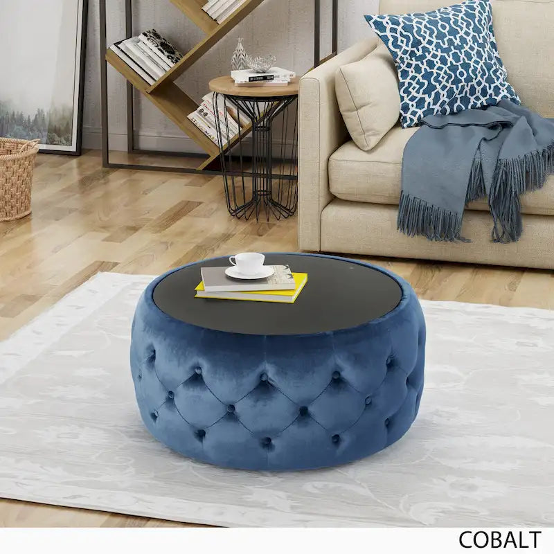 Table basse avec plateau en verre trempé
