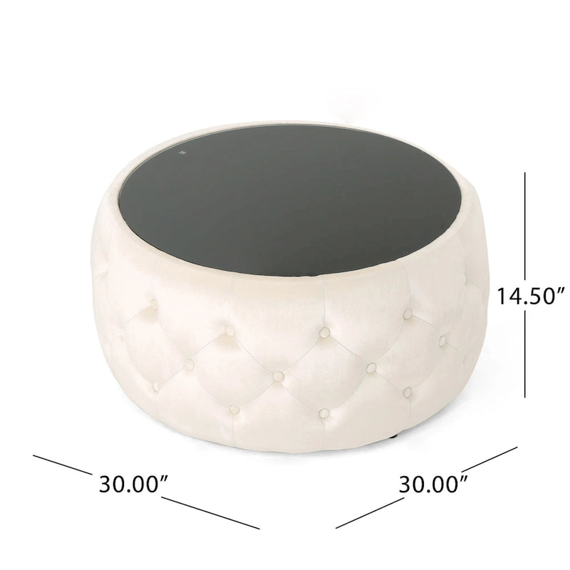 Table basse avec plateau en verre trempé