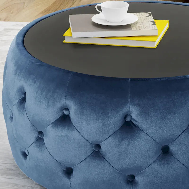 Table basse avec plateau en verre trempé