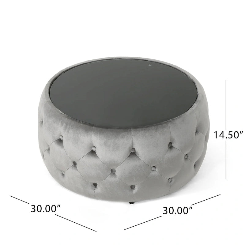Table basse avec plateau en verre trempé