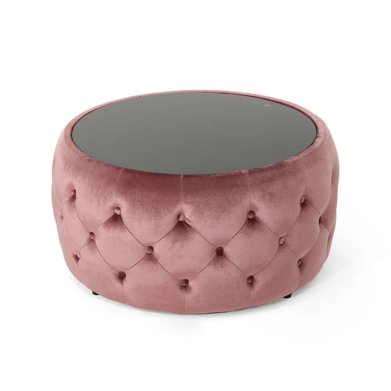 Table basse avec plateau en verre trempé