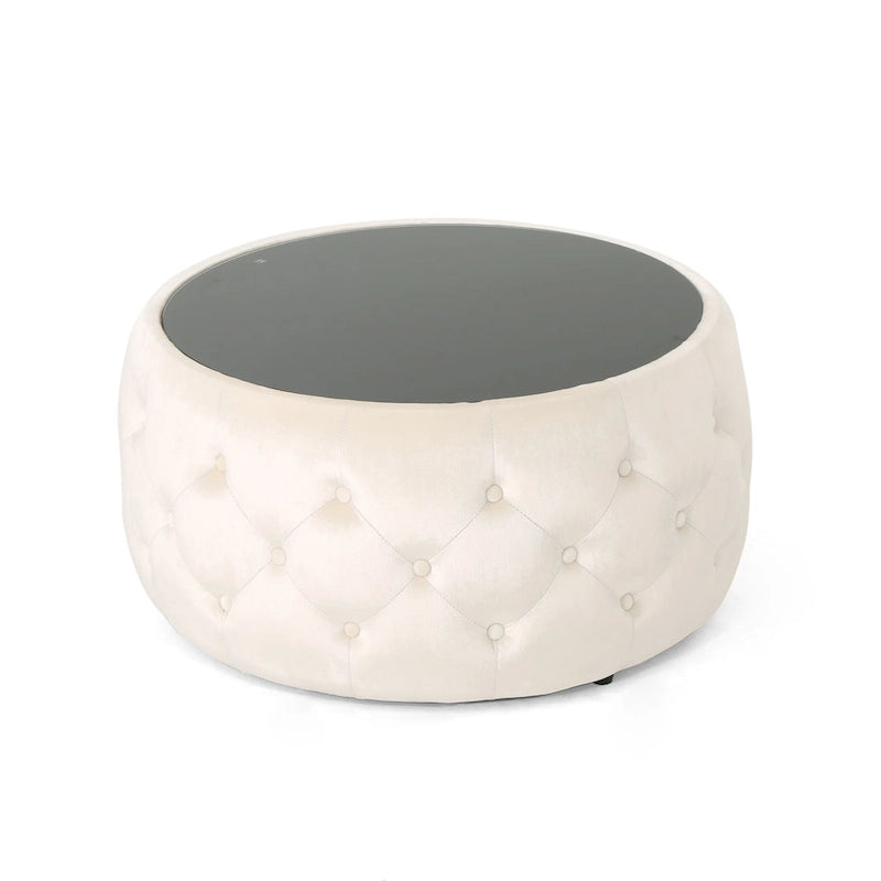 Table basse avec plateau en verre trempé