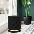 Pouf rond en velours capitonné, hauteur 46,5 cm