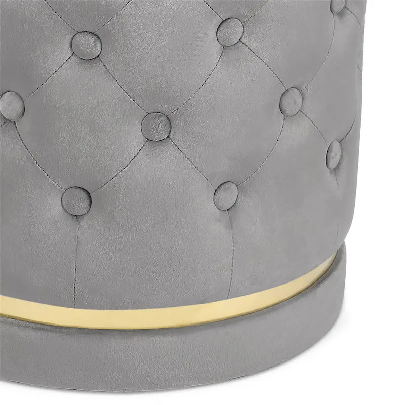 Pouf rond en velours capitonné, hauteur 46,5 cm