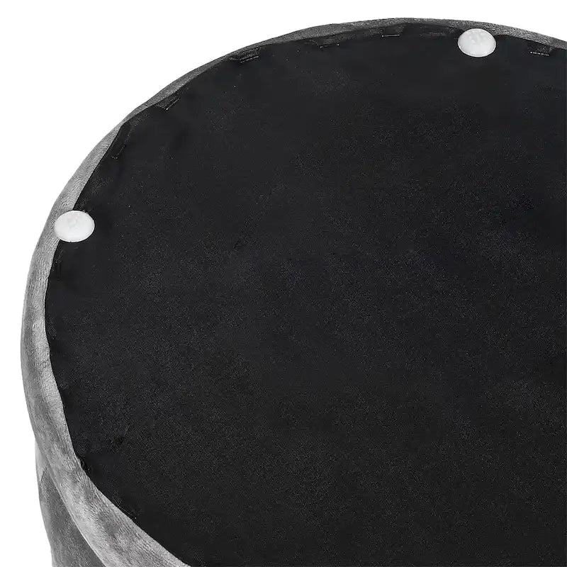 Pouf rond en velours capitonné, hauteur 46,5 cm