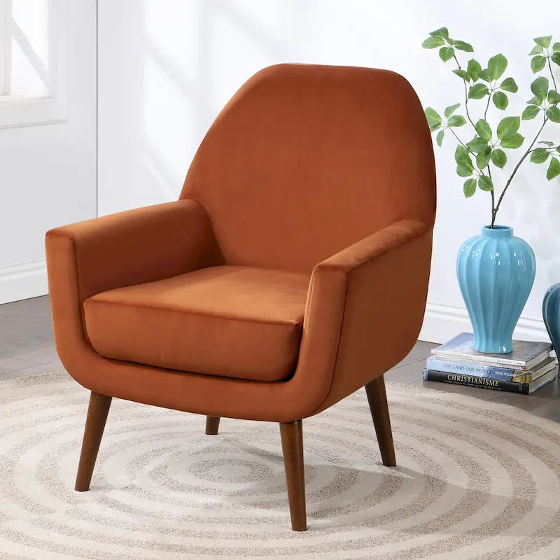 Fauteuil d'appoint en velours du milieu du siècle avec assise en forme de U