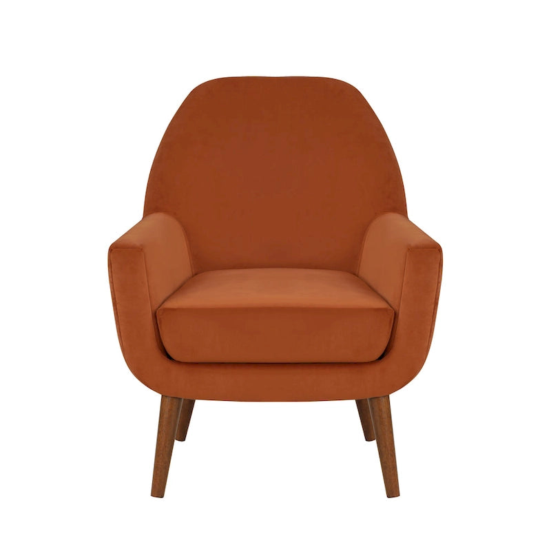 Fauteuil d'appoint en velours du milieu du siècle avec assise en forme de U