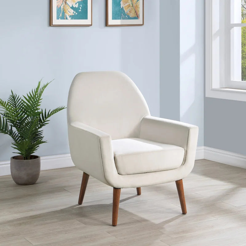 Fauteuil d'appoint en velours du milieu du siècle avec assise en forme de U