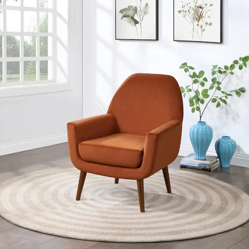 Fauteuil d'appoint en velours du milieu du siècle avec assise en forme de U